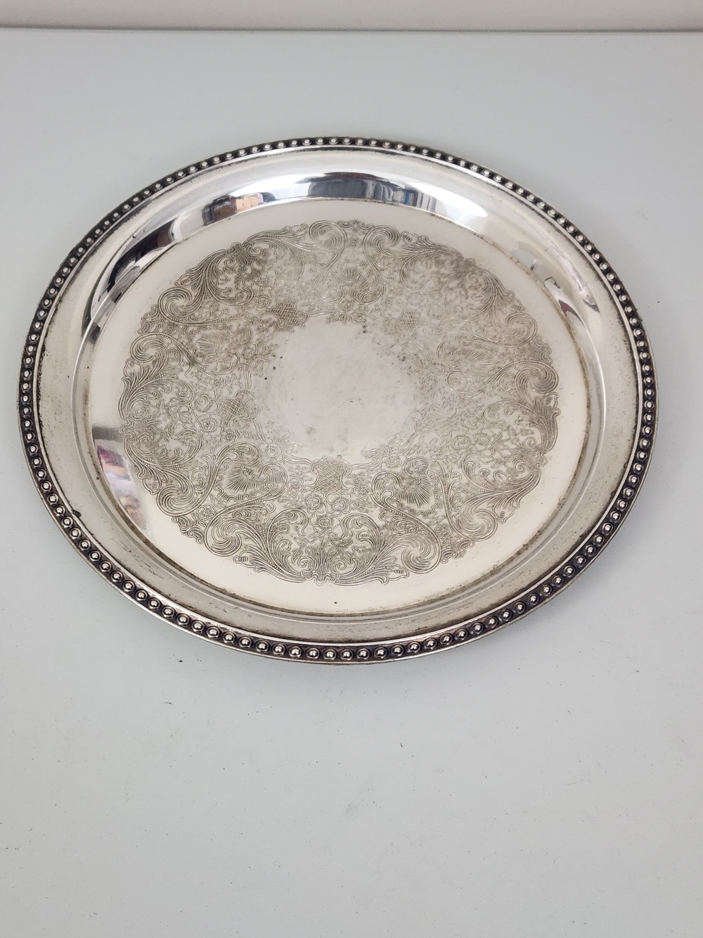 Wm. Rogers Vintage Round Silver-Plated 12 Inch Serving Platter